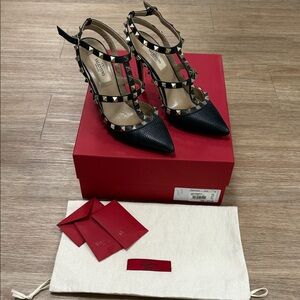 Valentino Black and Cream Studded Heels
